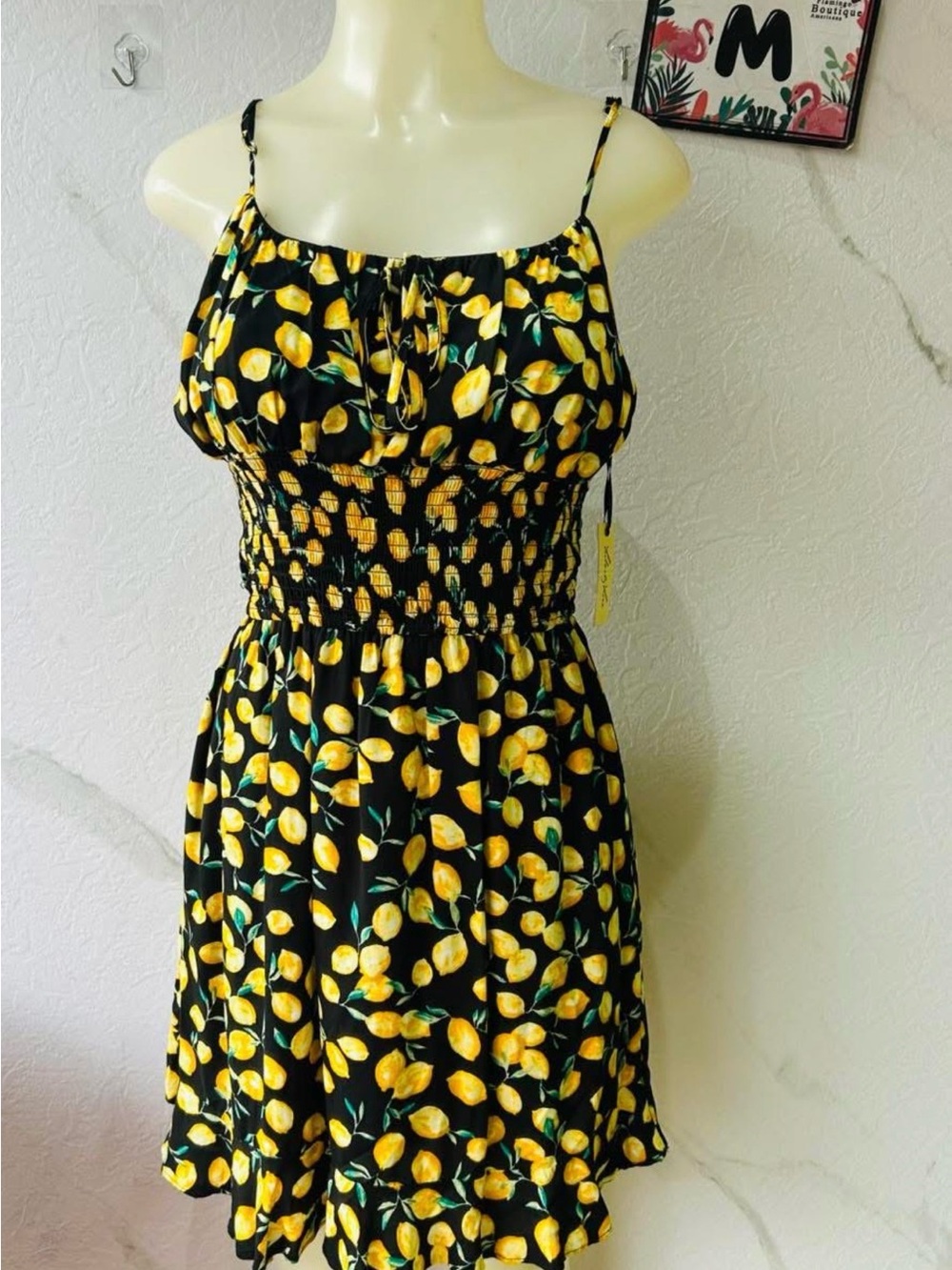 Liberty Love Lemon Spaghetti Strap Mini Dress